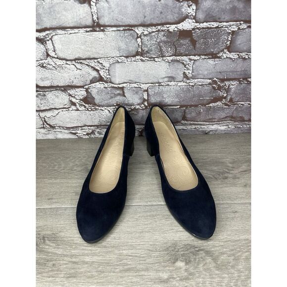 Modabella Navy Blue Suede Leather Round Toe Dress Heels Women’s Sz 38EU/7.5M US - Picture 12 of 16